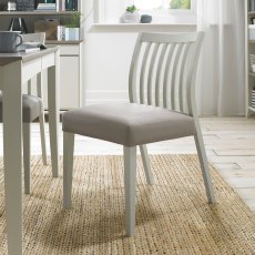 Bergen Grey Washed Low Slat Back Chair - Grey Bonded Leather (Pair) - Grade A3 - Ref #0335
