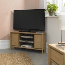Bergen Oak Corner Entertainment Unit - Grade A3 - Ref #0356