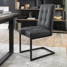 Indus Uph Cantilever Chairs - Dark Grey Fabric (Pair) - Grade A2 - Ref #0399