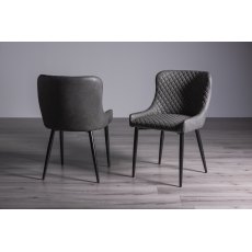 Cezanne - Dark Grey Faux Leather Chairs with Black Legs (2 x Pair) - Grade A2 - Ref #0403
