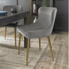 Cezanne - Grey Velvet Fabric Chairs with Gold Legs (Single) - Grade A2 - Ref #0444