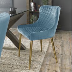 Cezanne - Petrol Blue Velvet Fabric Chair with Gold Legs (Single) - Grade A3 - Ref #0447