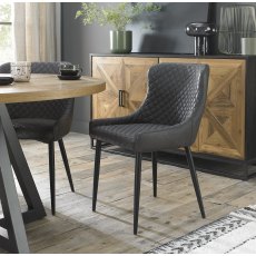Cezanne - Dark Grey Faux Leather Chair with Black Legs (Single) - Return Item - Grade A3 - Ref #0467