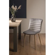 Eriksen - Grey Velvet Fabric Chairs with Oak Effect Legs (Single) - Grade A2 - Ref #0062