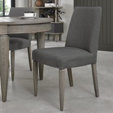 Monroe Silver Grey Upholstered Chair - Slate Grey Fabric (6 Chair Set) - Grade A2 - Ref #0445