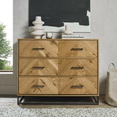 Riva Rustic Oak 3 Drawer Chest - Grade A2 - Ref #0529