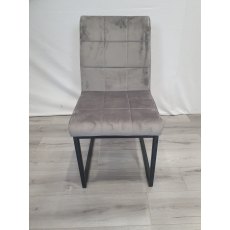 Lewis - Grey Velvet Fabric with Black Frame (Pair) - Grade A3 - Ref #0535