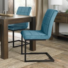 Lewis - Petrol Blue Velvet Fabric Chair with Black Frame (Single) - Grade A3 - Ref #0536