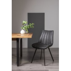 Fontana - Dark Grey Faux Suede Fabric Chairs with Grey Legs (Single) - Grade A3 - Ref #0554