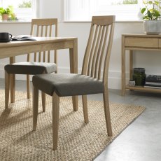 Bergen Oak Slat Back Chair - Black Gold Fabric (Single) - Grade A2 - Ref #0557