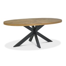 Ellipse Rustic Oak 6 Seater Dining Table - Grade A2 - Ref #0604
