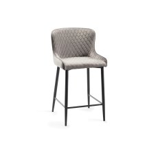 Cezanne - Grey Velvet Fabric Bar Stool with Black Legs (Single) - Grade A3 - Ref #0558