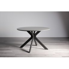 Hirst Grey Painted Tempered Glass 4 Seater Dining Table with a Black Base - Grade A3 - Ref #0729