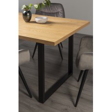 Ramsay Oak Melamine 6 Seater Dining Table with U Shape Black Legs - Grade A3 - Ref #0739