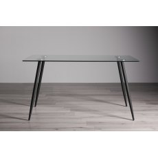 Martini Clear Tempered Glass 6 Seater Dining Table with Black Legs - Grade A3 - Ref #0584