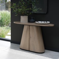 Vega Grey Oiled Oak & Peppercorn Oval Console Table