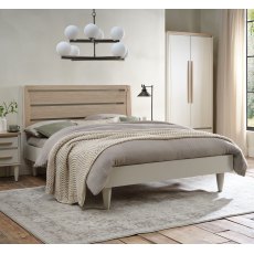 Larsen Scandi Oak & Soft Grey Slatted Double Bed Frame 135cm