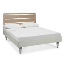 Larsen Scandi Oak & Soft Grey Slatted Double Bed Frame 135cm