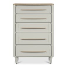 Larsen Scandi Oak & Soft Grey 5 Drawer Chest