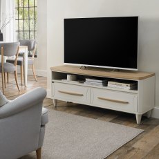 Larsen Scandi Oak & Soft Grey Media Unit