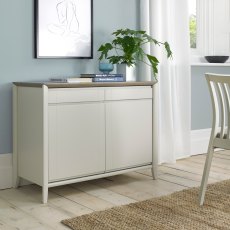 Bergen Grey Washed Oak & Soft Grey Narrow Sideboard - Grade A3 - Ref #0897