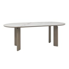 Duo Grey Oiled Oak 6 Seater Table with Monte Bianco Sintered Stone Top