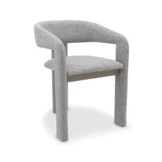 Duo Grey Oiled Oak Upholstered Chair - Grey Fabric (Single)