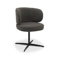 Marcel - 360° Swivel Chair in a Brown Boucle Fabric with Black Legs (Pair)