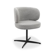Marcel - 360° Swivel Chair in a Grey Boucle Fabric with Black Legs (Pair)