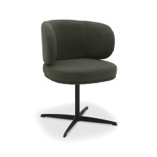 Marcel - 360° Swivel Chair in a Green Boucle Fabric with Black Legs (Pair)