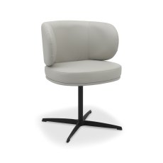 Marcel - 360° Swivel Chair in a Light Grey Faux Leather with Black Legs (Pair)