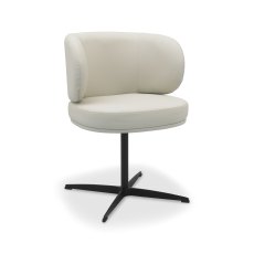 Marcel - 360° Swivel Chair in a Ivory Faux Leather with Black Legs (Pair)