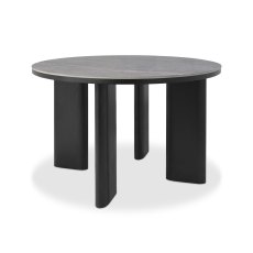 Carmen Gloss Grey Sintered Stone 4 Seater Dining Table with Black Oak Veneer Legs