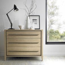 Rimini Aged Oak & Weathered Oak 3 Drawer Chest - Grade A3 - Ref #0976