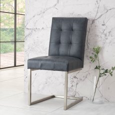 Tivoli Dark Oak Uph Cantilever Chair - Mottled Black Faux Lthr (Single) - Grade A2 - Ref #1019