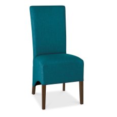 Nina Oiled Oak Wing Back Chairs - Teal Fabric (Pair)