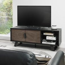 Emerson Weathered Oak & Peppercorn Media Unit - Grade A2 - Ref #1076