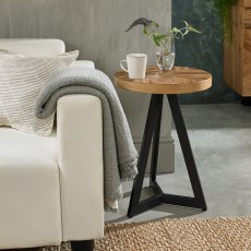 Ellipse Rustic Oak Lamp Table - Grade A2 - Ref #1094