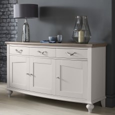 Montreux Grey Washed Oak & Soft Grey Wide Sideboard - Grade A3 - REF #1098