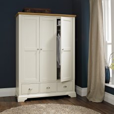 Hampstead Soft Grey & Pale Oak Triple Wardrobe - Grade A3 - Ref #1171
