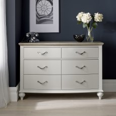 Montreux Grey Washed Oak & Soft Grey 6 Drawer Wide Chest - Grade A3 - Ref #1190