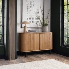 Vega Rustic Oak & Peppercorn Narrow Sideboard - Grade A2 - Ref #1191