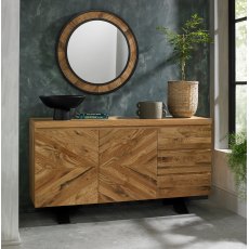 Ellipse Rustic Oak Wide Sideboard - Grade A2 - Ref #1192