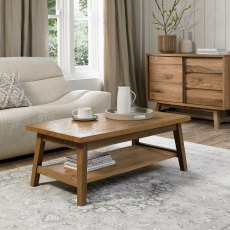 Camden Rustic Oak Coffee Table - Grade A2 - Ref #1195