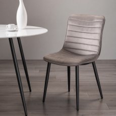 Rothko - Grey Velvet Fabric Chair with Black Legs (Pair)