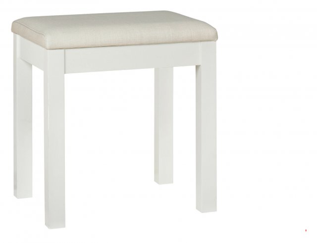 Gallery Collection Atlanta White Stool - Sand Fabric