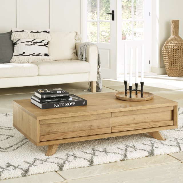 Premier Collection Cadell Rustic Oak Coffee Table With Drawers
