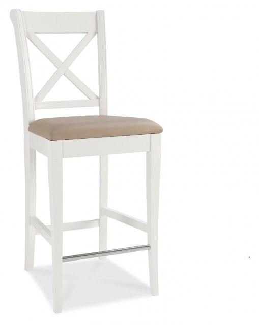 Premier Collection Hampstead Two Tone X Back Bar Stool - Ivory Bonded Leathr(Pair)