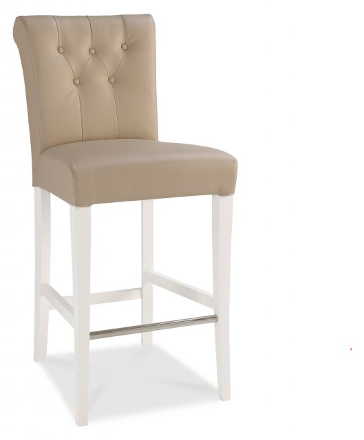 Premier Collection Hampstead Two Tone Upholstered Bar Stool - Ivory Bonded Leather (Pair)