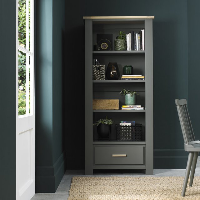 Premier Collection Oakham Dark Grey & Scandi Oak Bookcase